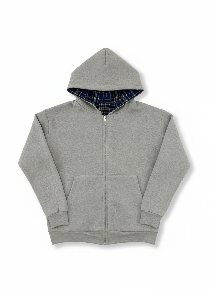 Kahleji Reversible Hoodie – Grey & Blue Flannel